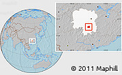 Gray Location Map of Changning, highlighted parent region, hill shading