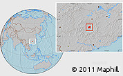 Gray Location Map of Changning, hill shading