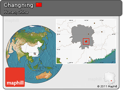 Satellite Location Map of Changning, highlighted country, highlighted parent region