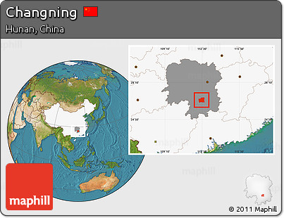 Satellite Location Map of Changning, highlighted country, highlighted parent region