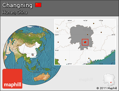 Satellite Location Map of Changning, highlighted country, highlighted parent region