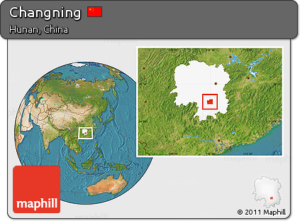 Satellite Location Map of Changning, highlighted parent region