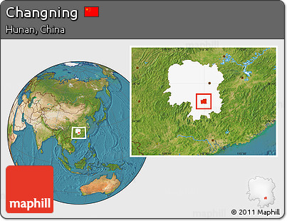 Satellite Location Map of Changning, highlighted parent region