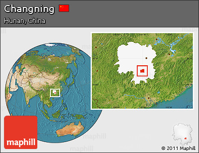 Satellite Location Map of Changning, highlighted parent region