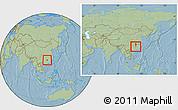 Savanna Style Location Map of Changning, within the entire country, hill shading