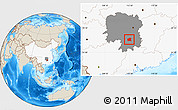 Shaded Relief Location Map of Changning, highlighted country, highlighted parent region