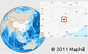 Shaded Relief Location Map of Changning, highlighted country