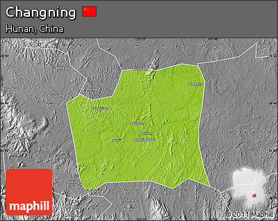 Physical Map of Changning, desaturated