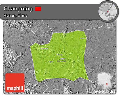 Physical Map of Changning, desaturated