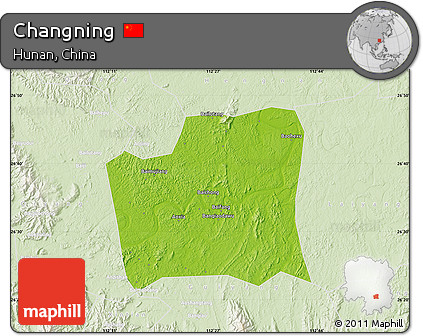 Physical Map of Changning, lighten