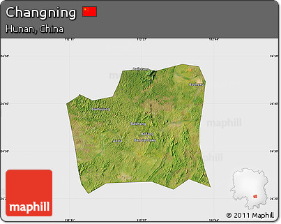 Satellite Map of Changning, single color outside