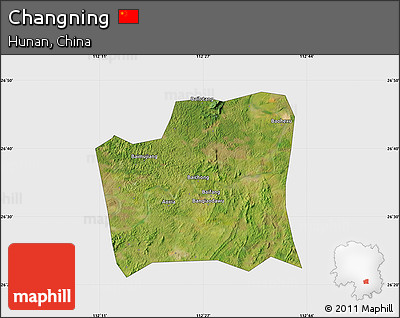 Satellite Map of Changning, single color outside