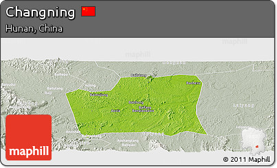 Physical Panoramic Map of Changning, lighten, semi-desaturated