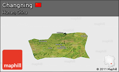 Satellite Panoramic Map of Changning, single color outside