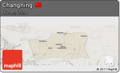 Shaded Relief Panoramic Map of Changning, lighten