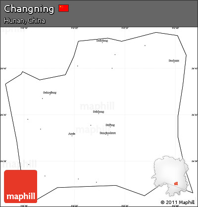 Blank Simple Map of Changning, cropped outside