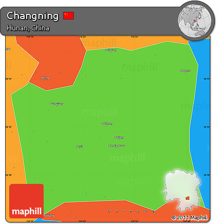 Political Simple Map of Changning