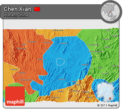 Political 3D Map of Chen Xian