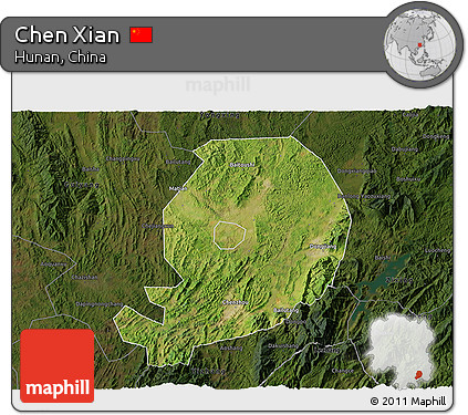 Satellite 3D Map of Chen Xian, darken