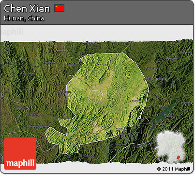 Satellite 3D Map of Chen Xian, darken