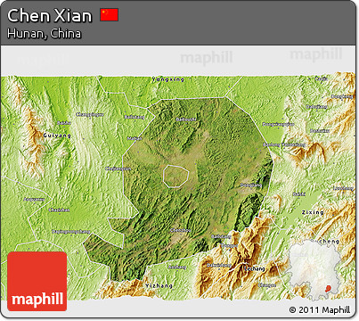 Satellite 3D Map of Chen Xian, physical outside