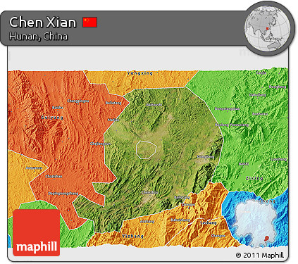 Satellite 3D Map of Chen Xian, political outside