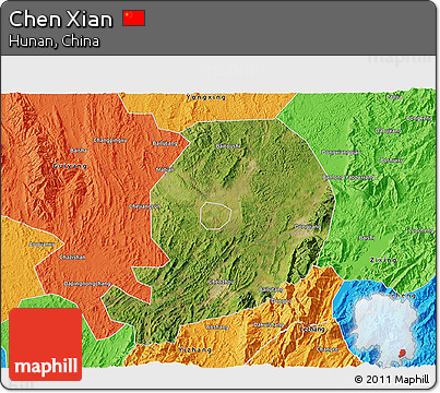 Satellite 3D Map of Chen Xian, political outside