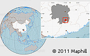Gray Location Map of Chen Xian, highlighted country, highlighted parent region, hill shading
