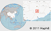 Gray Location Map of Chen Xian, highlighted country, hill shading