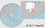 Gray Location Map of Chen Xian, highlighted parent region, hill shading