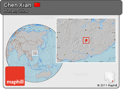 Gray Location Map of Chen Xian, hill shading