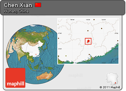 Satellite Location Map of Chen Xian, highlighted country