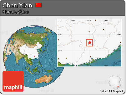 Satellite Location Map of Chen Xian, highlighted country