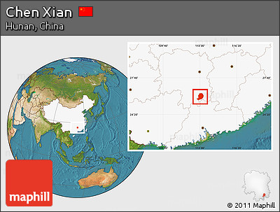 Satellite Location Map of Chen Xian, highlighted country