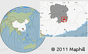 Savanna Style Location Map of Chen Xian, highlighted country, highlighted parent region, hill shading