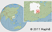 Savanna Style Location Map of Chen Xian, highlighted parent region, hill shading