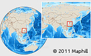 Shaded Relief Location Map of Chen Xian, highlighted parent region, within the entire country