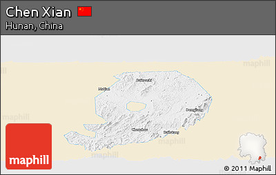 Classic Style Panoramic Map of Chen Xian, single color outside