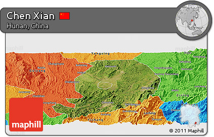 Satellite Panoramic Map of Chen Xian, political outside