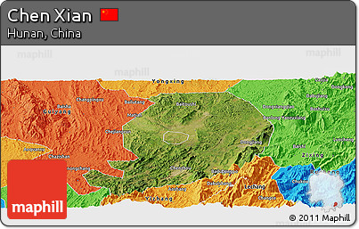 Satellite Panoramic Map of Chen Xian, political outside