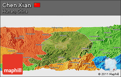 Satellite Panoramic Map of Chen Xian, political outside