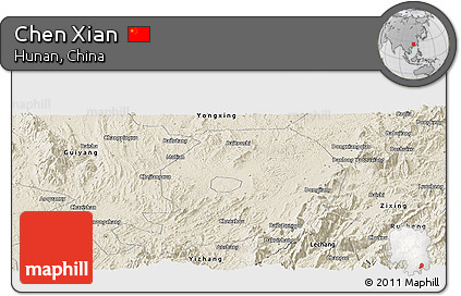 Shaded Relief Panoramic Map of Chen Xian