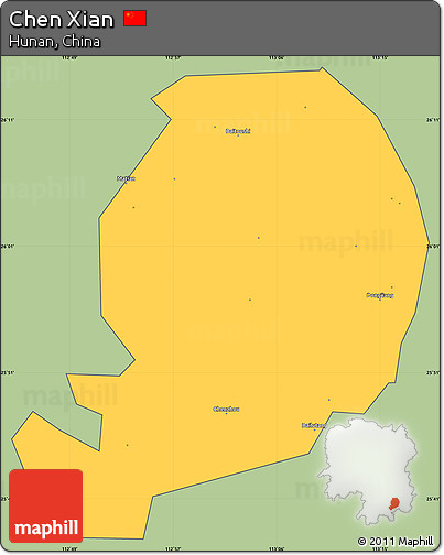 Savanna Style Simple Map of Chen Xian, cropped outside