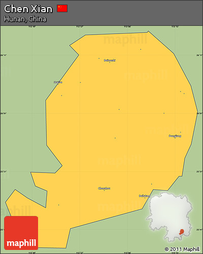 Savanna Style Simple Map of Chen Xian, cropped outside