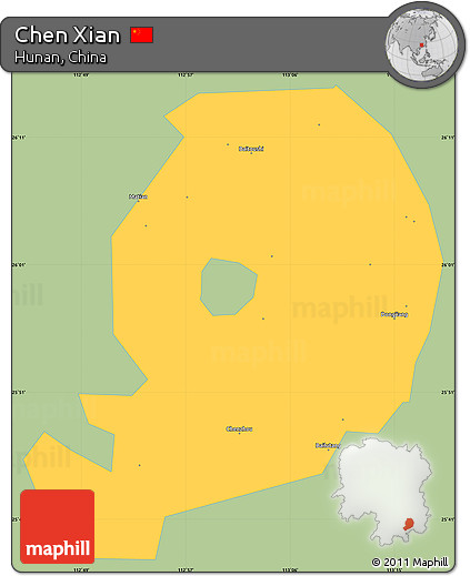 Savanna Style Simple Map of Chen Xian, single color outside