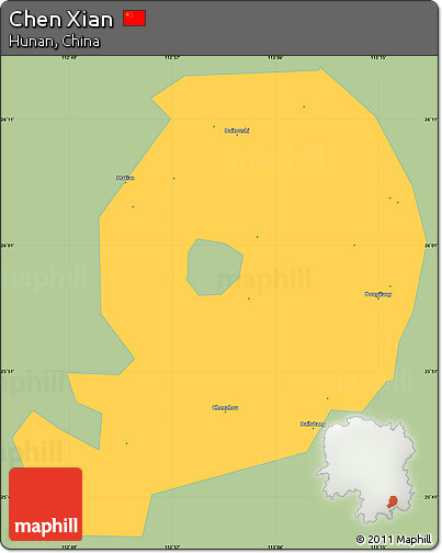 Savanna Style Simple Map of Chen Xian, single color outside