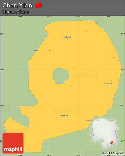 Savanna Style Simple Map of Chen Xian, single color outside