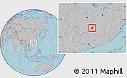 Gray Location Map of Guidong, hill shading