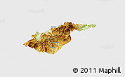 Physical Panoramic Map of Guidong, single color outside