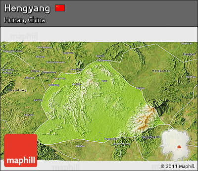Physical 3D Map of Hengyang, satellite outside